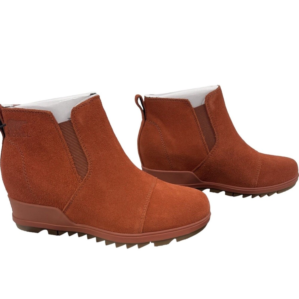 Sorel Womens US Size 5 or 6 Evie Wedge Bootie Waterproof Leather Grip Sole Rust